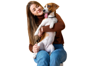 Happy Tap4 Pet ID user holding a Jack Russell Terrier